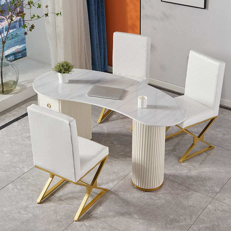 Bureau d'écriture en pierre de style glamour avec 3 tiroirs