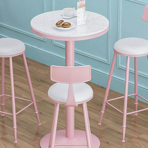 Industrial Style Pink Bar Table Marble White 23.6"W Top Indoor Bistro Table Clearhalo 'Bar Furniture' 'Bar Tables' 'bar_tables' 'furn' 'furn_bar_tables' 'Furniture' 'furniture_bar_tables' 'Kitchen & Dining Furniture' 'kitchen&dining_furn' 'kitchen' 1200x1200_0571ba08-18df-4673-801e-3c205c2de4f6