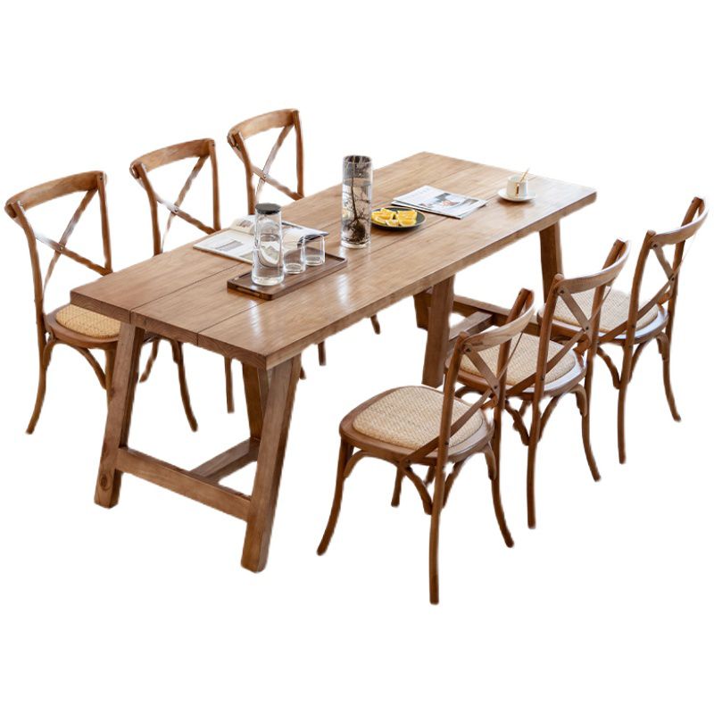 Ensemble de salle à manger moderne 1/2/5/7 pièces, ensemble de dinette à double piédestal en bois massif