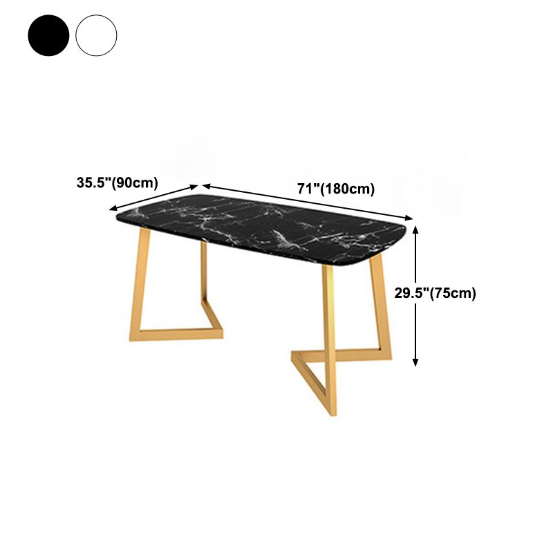 Rectangle Top Dining Table Traditional Luxury Table with Sled Base in Gold Clearhalo 'Dining Tables & Seating' 'Dining Tables' 'dining_table' 'furn' 'furn_dining_table' 'Furniture' 'furniture_dining_table' 'Kitchen & Dining Furniture' 'kitchen' 'kitchen_dining_table' 1200x1200_05747894-ea6c-4e04-bab2-8ef736273b0d