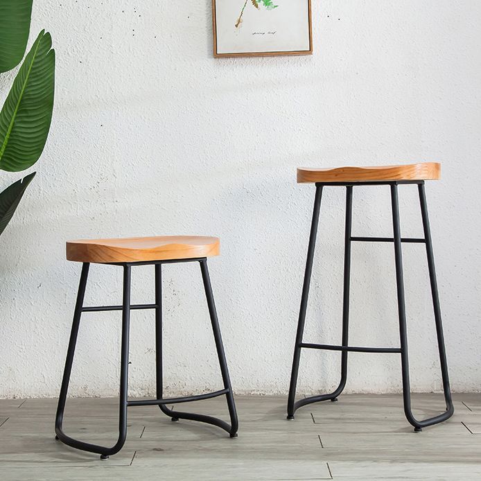 Industrial Indoor Solid Wood Stool Footrest Backless Contoured Seat Dining Stool Clearhalo 'Bar Furniture' 'Bar Stools' 'bar_stools' 'furn' 'furn_bar_stools' 'Furniture' 'Kitchen & Dining Furniture' 1200x1200_057a316a-42aa-4e5a-88d5-af0de8284bac