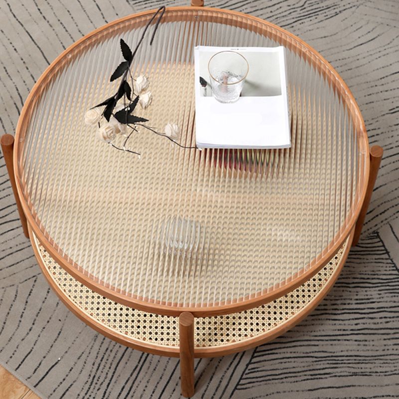 Tropical Round Cocktail Table Glass Top Coffee Cocktail Table Clearhalo 'Coffee & Accent Tables' 'Coffee Tables' 'coffee_tables' 'furn' 'furn_coffee_tables' 'Furniture' 'Living Room Furniture' 1200x1200_057c3f4b-8375-4501-90c4-4b8f08ba550a