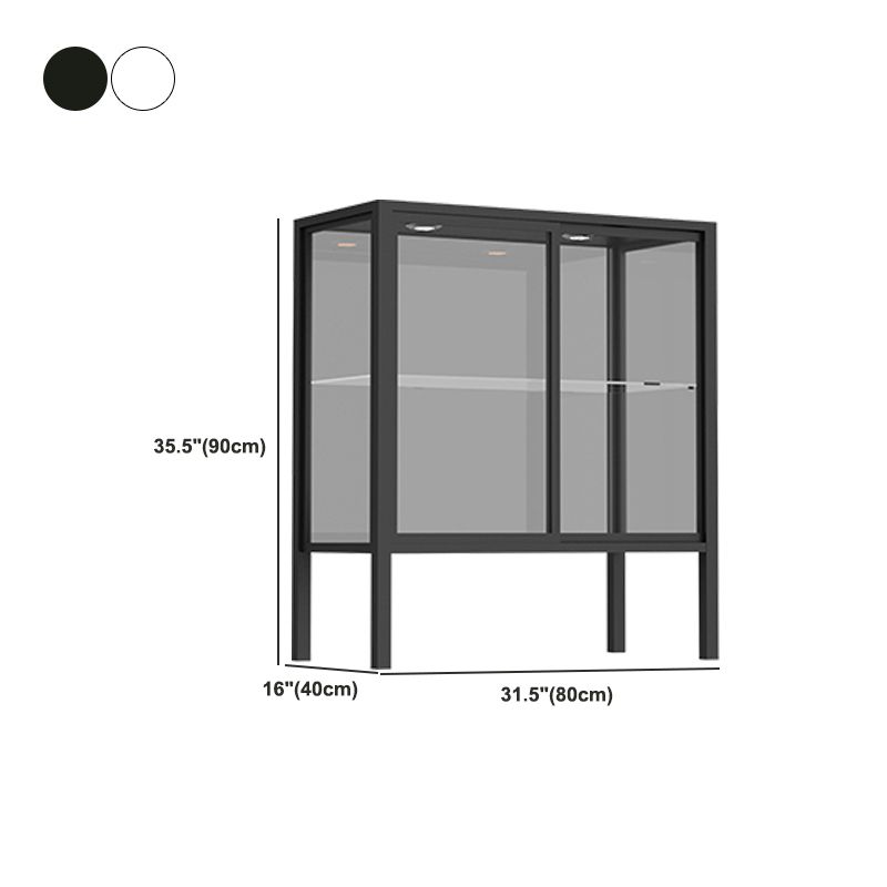 Modern Metal Curio Cabinet Glass Doors with Lighting, 31"L X 16"W Clearhalo 'Display & China Cabinets' 'display_china_cabinets' 'furn' 'furn_display_china_cabinets' 'Furniture' 'Kitchen & Dining Furniture' 1200x1200_057cf797-f798-4e3d-8a1a-e1301845d206