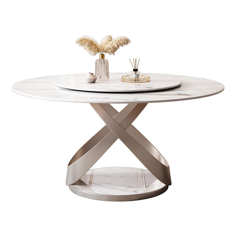 Ensemble de salle à manger en cuir moderne, Table et chaises rondes 1/4/5/7 pièces