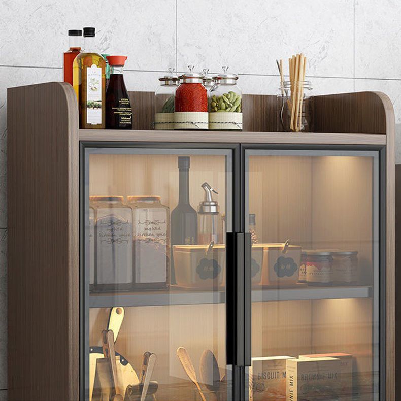 Moderner Glastür -Server Holzdinnerserverkabinett ohne LED -Leuchten