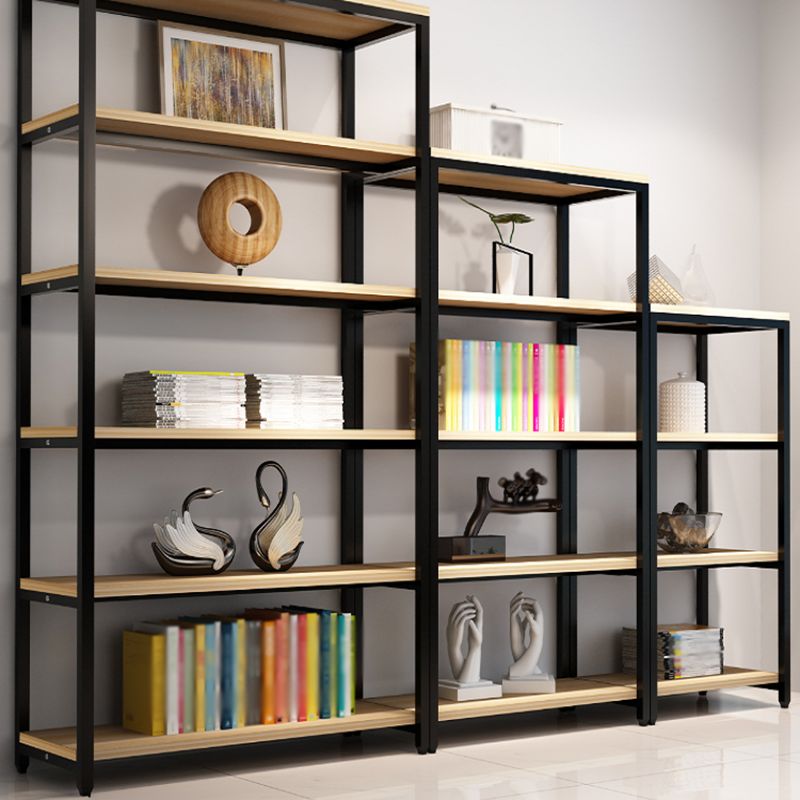 Metal Etagere Bookcase Industrial Open Back Book Shelf with Shelves for Office and Home Clearhalo 'Bookcases' 'Furniture' 'furniture_bookcases' 'kitchen' 'kitchen_bookcases' 'Living Room Furniture' 'Office Furniture' 1200x1200_05814eca-7616-4e03-a009-54dad9851c75