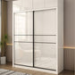Sliding Door Wardrobe Closet White Wood Wardrobe Armoire with Shelves