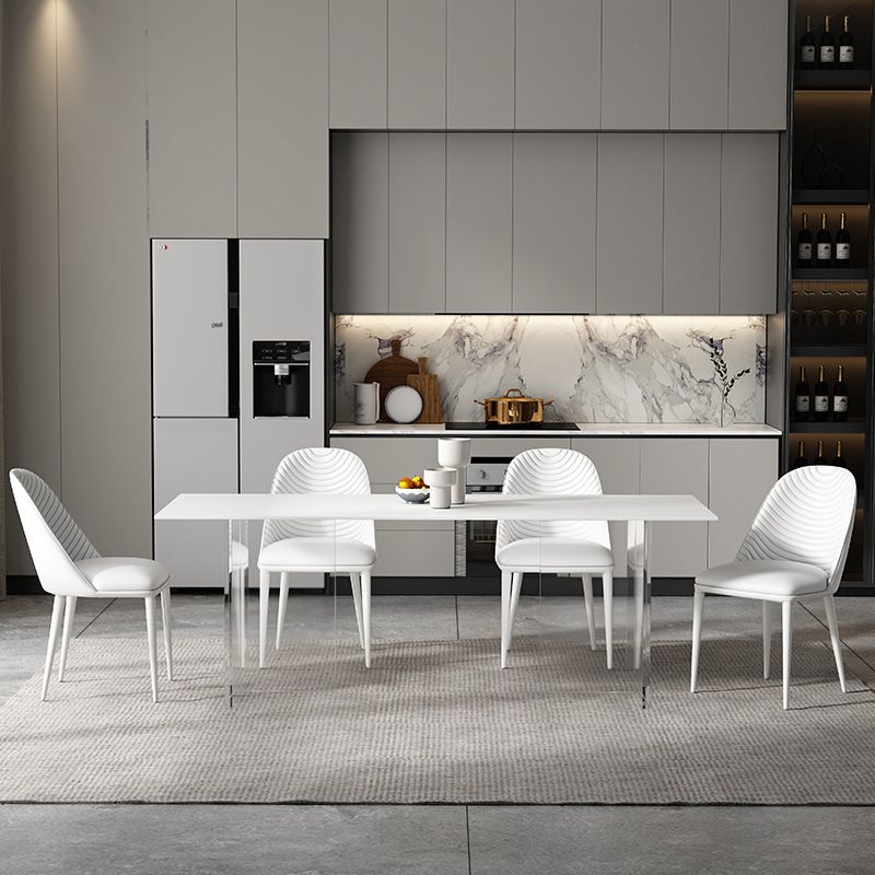 Medieval Modern Rectangle Dining Table Sintered Stone Table with Acrylic Legs for Home Use Clearhalo 'Dining Tables & Seating' 'Dining Tables' 'dining_table' 'furn' 'furn_dining_table' 'Furniture' 'Kitchen & Dining Furniture' 1200x1200_0583cc2e-73d7-4e20-8c2a-4f4e5d702fea