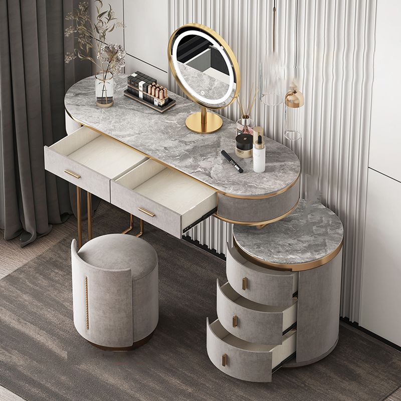 Glam Wood Vanity Dressing Table Gray Vanity Makeup Table Set with Drawer Clearhalo 'Bedroom Furniture' 'furn' 'furn_makeup_vanities' 'Furniture' 'Makeup Vanities' 'makeup_vanities' 1200x1200_0583e8a5-a5d1-4c2e-b856-530b50d01a5e