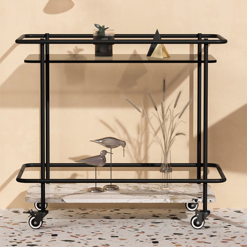 Mesa de vidrio superior a la altura con ruedas moderna de 25.6 "w 1 mesa auxiliar