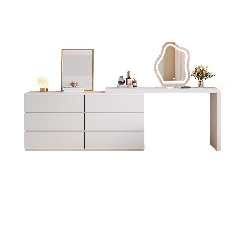 Modern With Drawer Bright White Wooden Lighted Mirror Bedroom