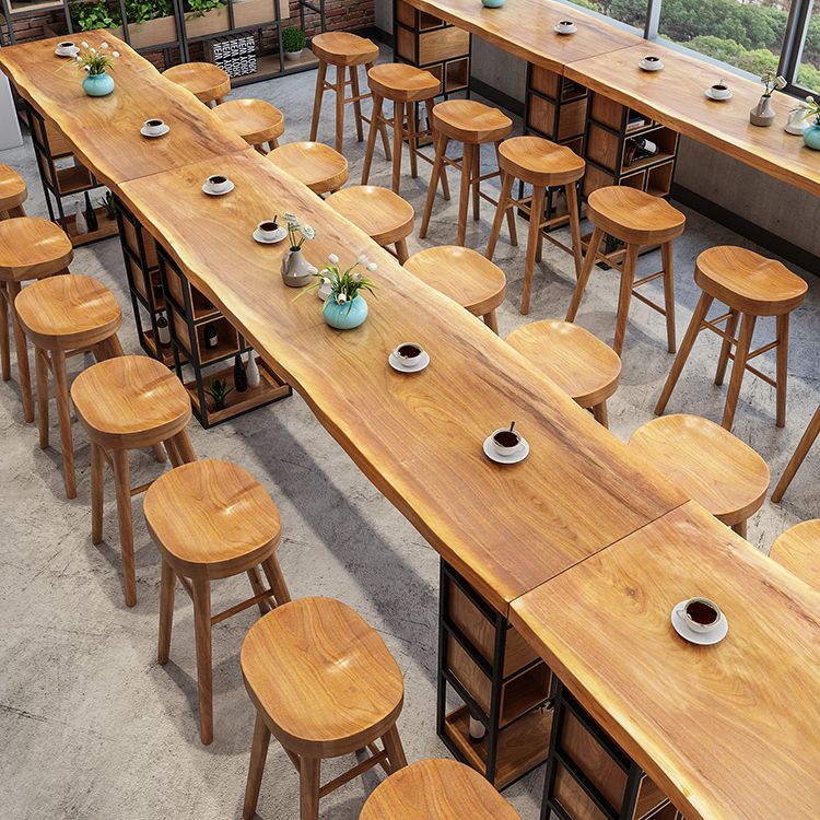 Brown Wood Counter Table with Rectangle Table Top Double Pedestal Table - 41.3" H Clearhalo 'Bar Furniture' 'Bar Tables' 'bar_tables' 'furn' 'furn_bar_tables' 'Furniture' 'furniture_bar_tables' 'Kitchen & Dining Furniture' 1200x1200_0587a2d0-8691-405a-bd66-28de77127202
