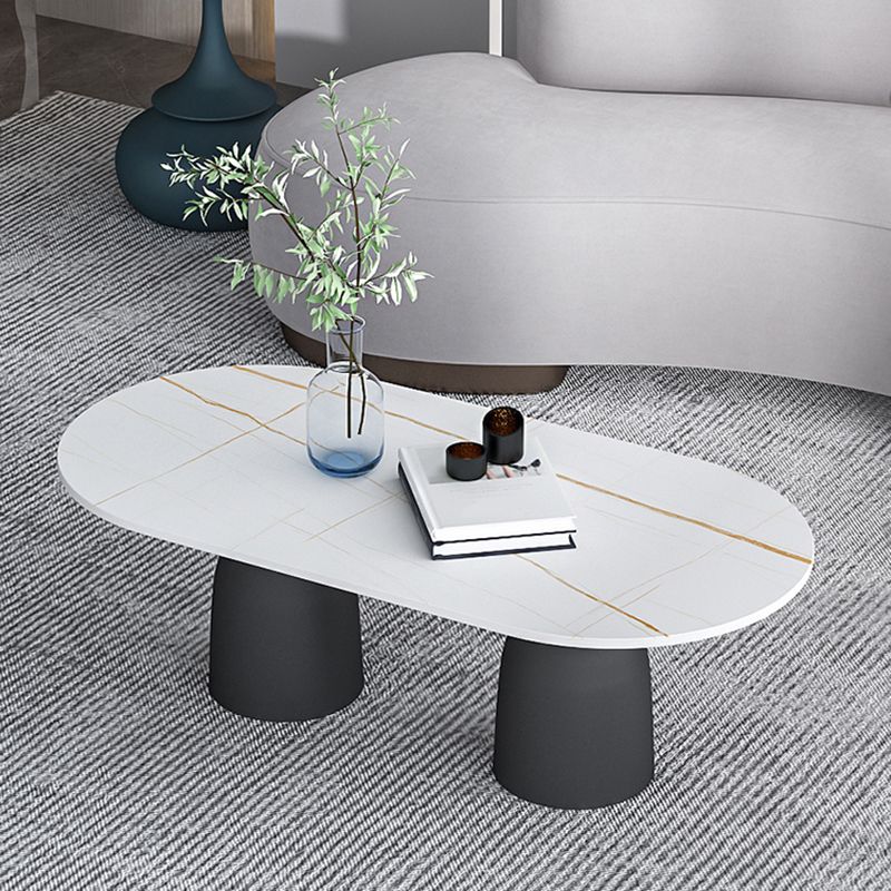 Glam 15.7"Tall Iron 2 Legs Oval Slate Table Top Coffee Table Clearhalo 'Coffee & Accent Tables' 'Coffee Tables' 'coffee_tables' 'furn' 'furn_coffee_tables' 'Furniture' 'Living Room Furniture' 1200x1200_0589a441-9b1a-49c4-b6fd-7eb8868dc05b