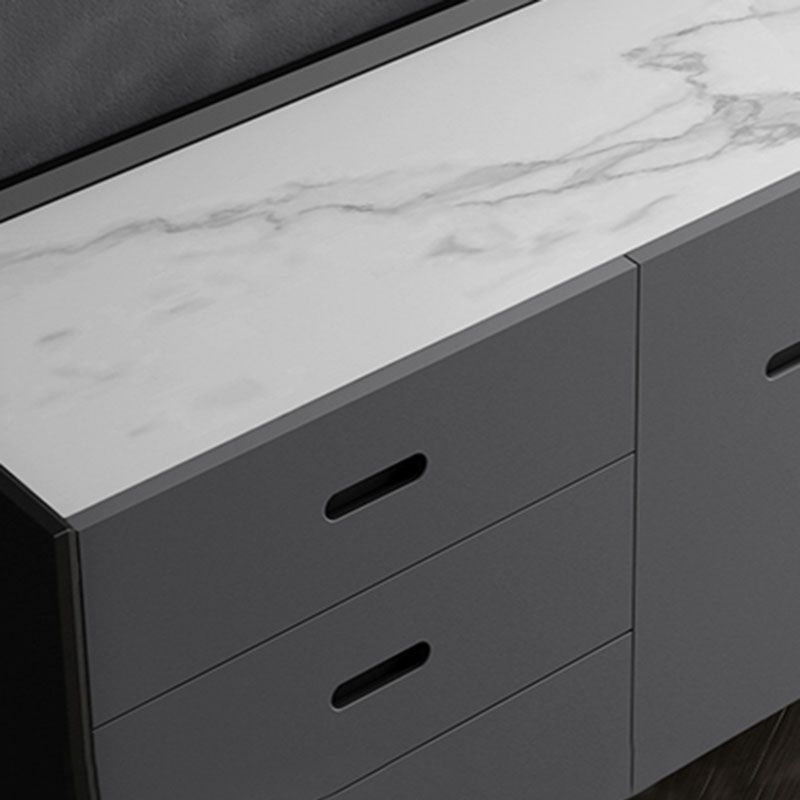 Glam Buffet Sideboard White Sintered Stone Top Server with Door and Drawer Clearhalo 'buffet_sideboard' 'Buffets & Sideboards' 'furn' 'furn_buffet_sideboard' 'Furniture' 'Kitchen & Dining Furniture' 1200x1200_058ad5ef-a368-456d-b0b8-aa0f8eb0089d