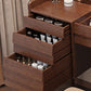 Modern 3 Drawer & Jewelry Vanity Desk Brown Wood Makeup Vanity Desk
