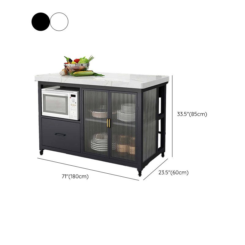 Tavolo da pranzo dell'isola da cucina Tavolo di preparazione moderna con armadio