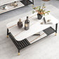 4 Legs Coffee Table Slate Top Coffee Cocktail Table with Shelf