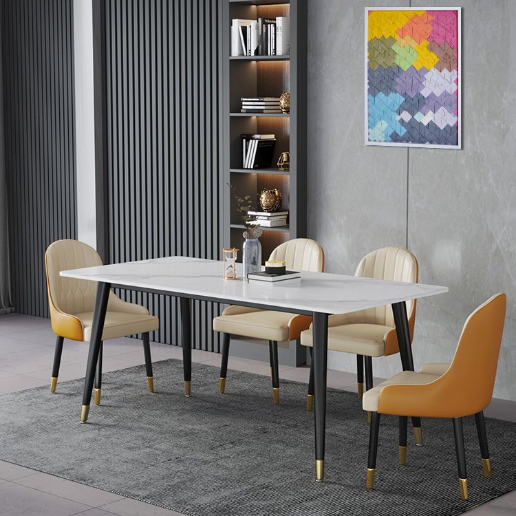Mesa de comedor rectangular mesa de comedor de piedra con base de hierro