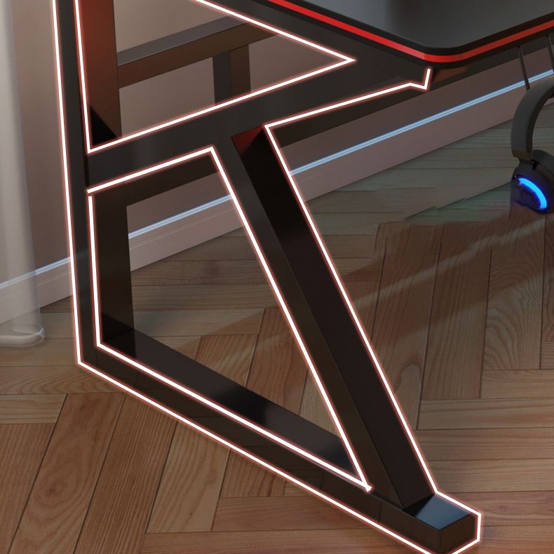 Contemporary Office Desk Antique Finish Gaming Desk with Metal Legs Clearhalo 'furn' 'furn_office_desk' 'Furniture' 'Office Desks' 'Office Furniture' 'office_desk' 1200x1200_05908b66-40c4-473d-a747-b3bc1f7fadcb