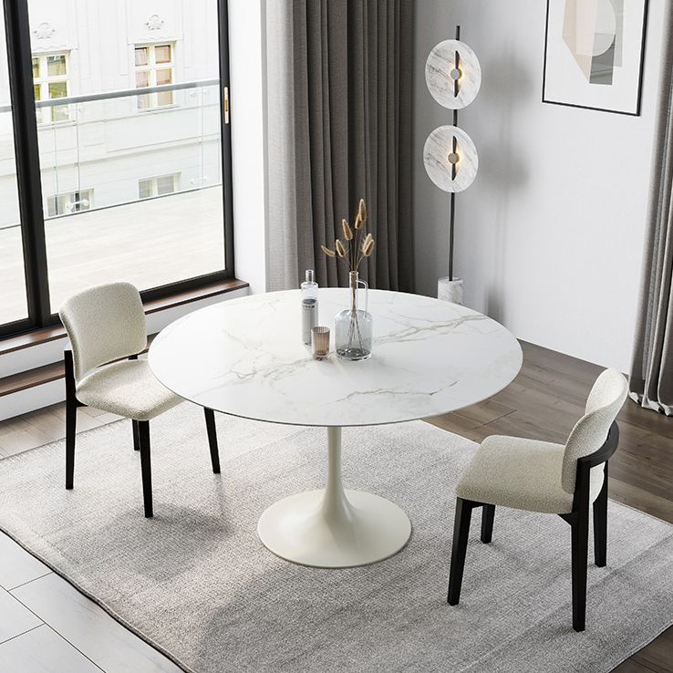 Contemporary Style Dinette Table Round Stone Furniture with Tulip Base Clearhalo ' dining_table' 'Dining Tables & Seating' 'Dining Tables' 'furn' 'furn_dining_table' 'Furniture' 'furniture_dining_table' 'Kitchen & Dining Furniture' 'kitchen&dining_furn' 'kitchen' 'kitchen_dining_table' 1200x1200_059383e3-bf5d-4a14-88cf-fae3b76101b2