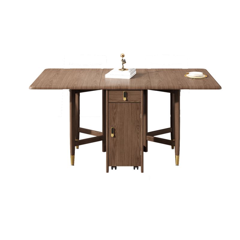 Solid Wood Dining Table Mid-Century Drop-Leaf Dining Table for Home Use