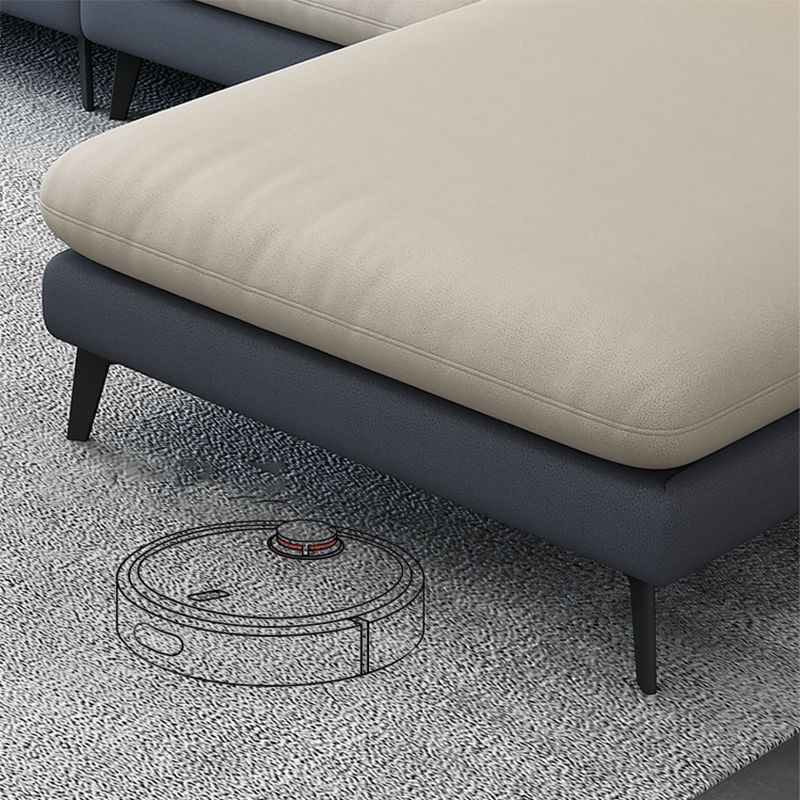 126.0"L √ó 66.9"W √ó 35.8"H Faux Leather Recessed Arm Sectional Slipcovered Sofa and Chaise Clearhalo 'furn' 'furn_sectionals' 'Furniture' 'furniture_sectionals' 'Living Room Furniture' 'Sectionals' 1200x1200_0594b89c-c449-4eb1-b19d-37ccb0270730