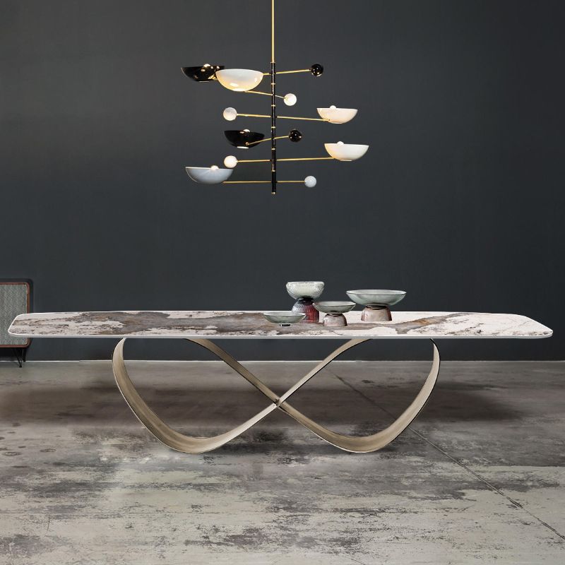Glam Dining Sintered Stone Table Rectangle Table for Home Use Clearhalo 'Dining Tables & Seating' 'Dining Tables' 'dining_table' 'furn' 'furn_dining_table' 'Furniture' 'Kitchen & Dining Furniture' 1200x1200_05955403-ed71-4d03-a9b8-8c45b5f80cf5