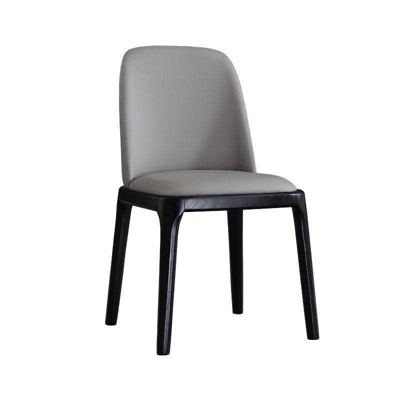 Scandinavian Style Faux Leather Side Chairs with Wooden Legs Solid Back Chair for Home Clearhalo ' kitchen&dining_furn' 'Dining Chairs' 'Dining Tables & Seating' 'dining_chair' 'furn' 'furn_dining_chair' 'Furniture' 'furniture_dining_chair' 'Kitchen & Dining Furniture' 'kitchen' 1200x1200_0595757f-9485-406a-9fc2-7f18a11a3eca