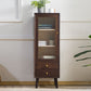 Modern Glass Paned Accent Cabinet 1-Door Solid Wood Chest with 2 Drawers Clearhalo 'Cabinets & Chests' 'cabinets_chests' 'furn' 'furn_cabinets_chests' 'Furniture' 'Living Room Furniture' 1200x1200_059a0f89-1bfe-4b2c-acdc-b3c87b83f23e
