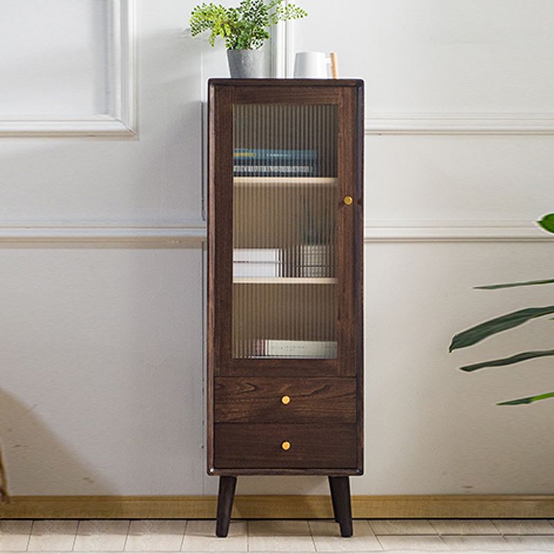 Modern Glass Paned Accent Cabinet 1-Door Solid Wood Chest with 2 Drawers Clearhalo 'Cabinets & Chests' 'cabinets_chests' 'furn' 'furn_cabinets_chests' 'Furniture' 'Living Room Furniture' 1200x1200_059a0f89-1bfe-4b2c-acdc-b3c87b83f23e