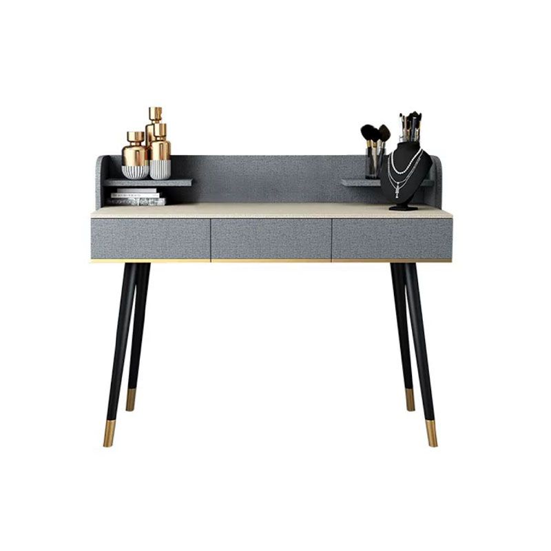 Tocador de maquillaje con madera de cajón con mesa de maquillaje y taburete glamour