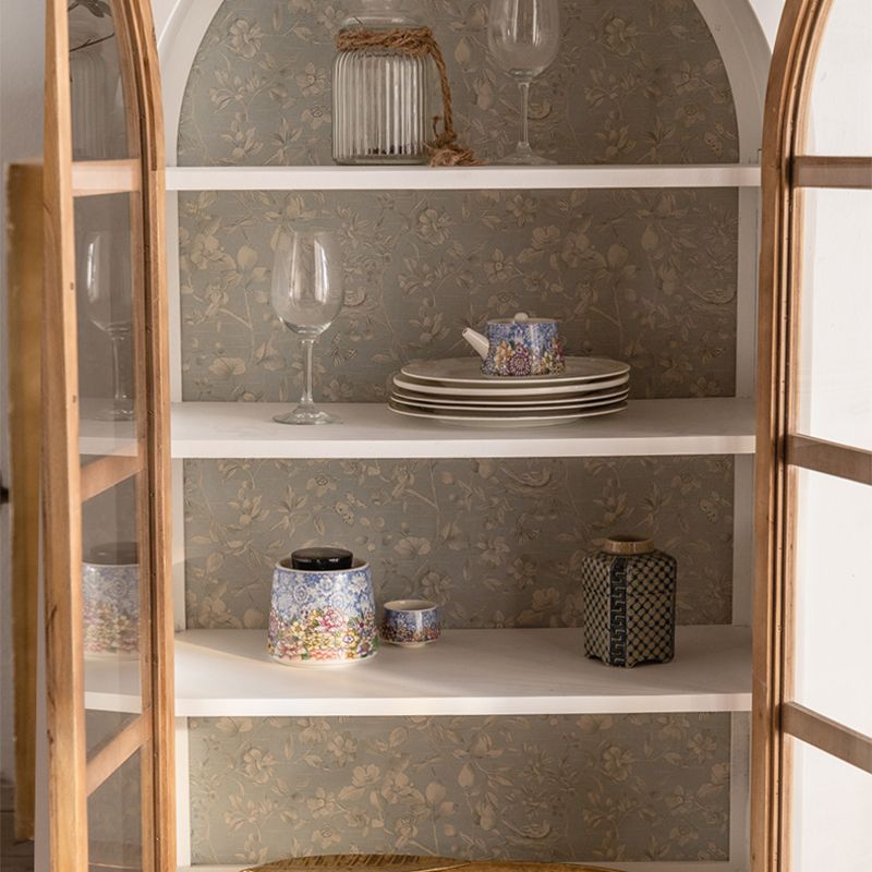 Glass Door Accent Cabinet Distressed Wood Industrial Storage Cabinet