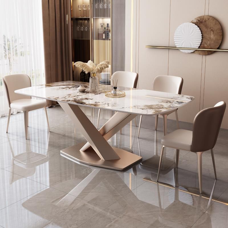 Glam Style Rectangle Table Set 1/2/5/7 Pieces Dining Set with Metal Legs for Home Use Clearhalo 'Dining Room Sets' 'Dining Tables & Seating' 'dining_room_set' 'furn' 'furn_dining_room_set' 'Furniture' 'Kitchen & Dining Furniture' 1200x1200_059b3903-7e50-4268-bfab-4a9440c30a9e