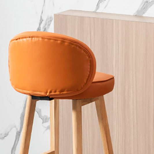 Industrial Solid Wood Bar Stools PU Leather Barstools with Low Back