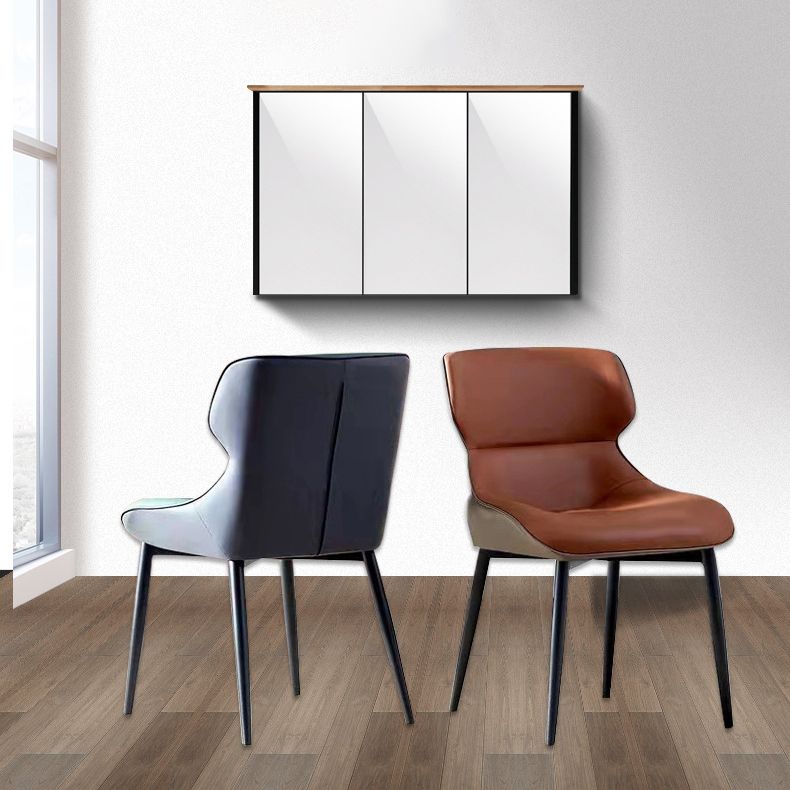 Modern Cushioned Dining Chair 32"H Wingback Parsons Chair with Metal Base for Restaurant Clearhalo ' kitchen&dining_furn' 'Dining Chairs' 'Dining Tables & Seating' 'dining_chair' 'furn' 'furn_dining_chair' 'Furniture' 'furniture_dining_chair' 'Kitchen & Dining Furniture' 'kitchen' 1200x1200_05a21f10-db6b-472f-86f4-df7cc3b41044