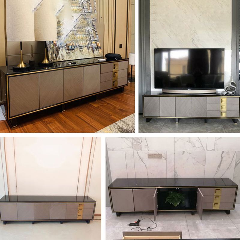 Glam Style Stone TV Stand Enclosed Storage TV Cabinet with 3 Drawers Clearhalo 'furn' 'furn_tv_stands_entertainment_centers' 'Furniture' 'Living Room Furniture' 'TV Stands & Entertainment Centers' 'TV Stands & Media Storage Furniture' 'tv_stands_entertainment_centers' 1200x1200_05a24207-dc1f-4520-a9a9-3107039c8f49
