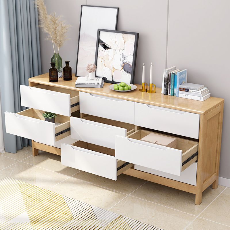 Vaste houten kast met laden 15,7 "D rechthoekige borst in rubberwood