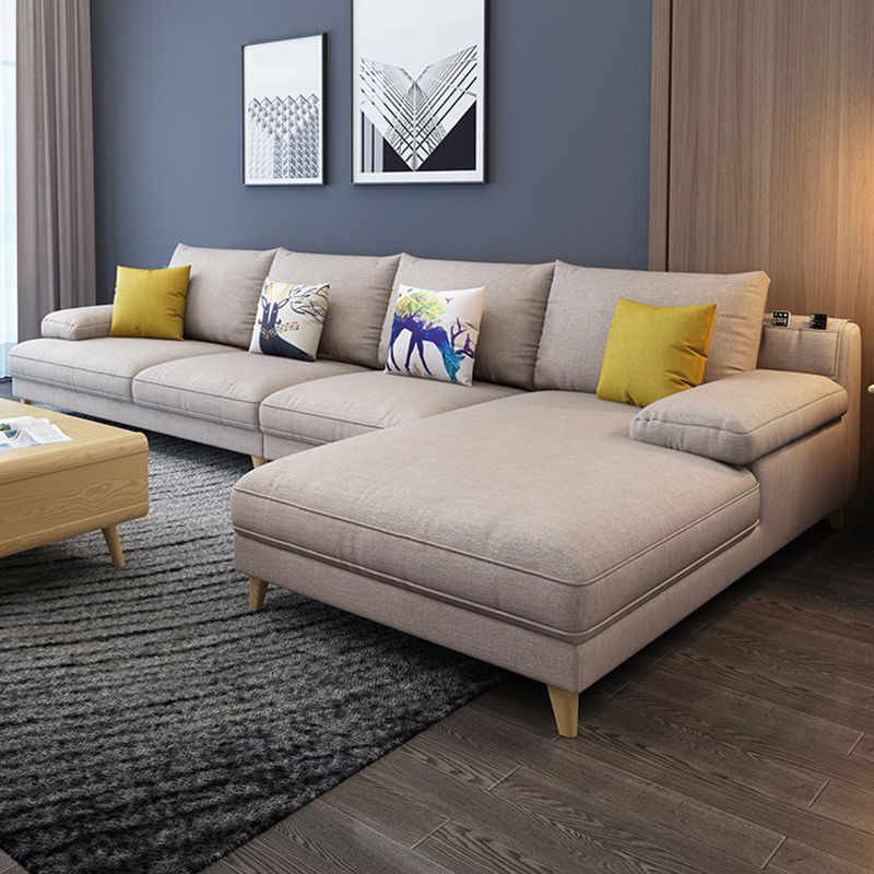 Brown 4-seater Slipcovered Sectional Sofa Pillow Top Arm Sectional Clearhalo 'furn' 'furn_sectionals' 'Furniture' 'Living Room Furniture' 'Sectionals' 1200x1200_05a3b1ca-e41b-4393-a179-7a533b80fe21