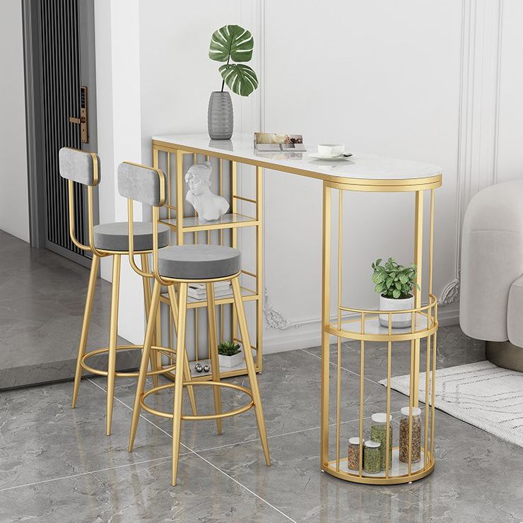 Specialty Stone Top Bar Table with Storage Base Contemporary Pub Table Clearhalo 'Bar Furniture' 'Bar Tables' 'bar_tables' 'furn' 'furn_bar_tables' 'Furniture' 'Kitchen & Dining Furniture' 1200x1200_05a42927-16b5-4b00-b5cc-1a0c732c7cb7