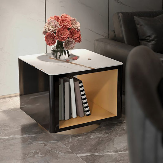 Tavolo da angolo glam largo da 19 "tavolo laterale di accento quadrato con conservazione