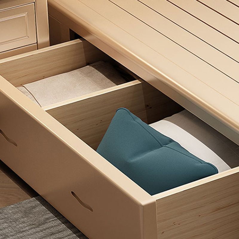 Glam wood Bed Frame Tufted Faux Leather Standard Bed with Headboard Clearhalo 'Bedroom Furniture' 'Beds' 'furn' 'furn_beds' 'Furniture' 1200x1200_05a4d07d-2766-4ec5-a276-2c08f36a48c9