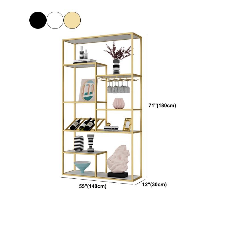 Metal Floor Wine Bottle & Glass Rack Modern Wine Rack Kit with Shelf