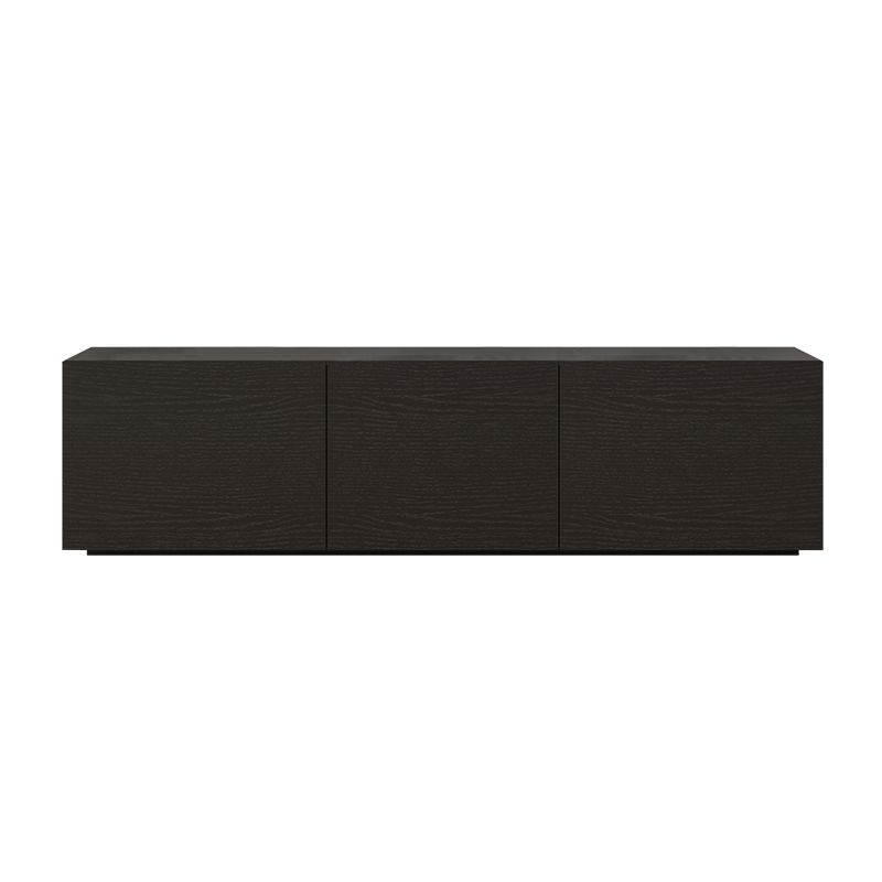 Consola de TV contemporánea negra Consola multimedia de madera sintética con puertas