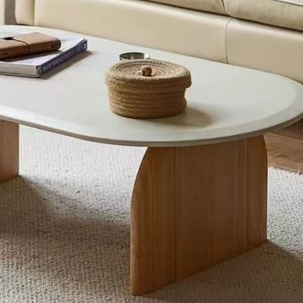 Solid Wood Oval Side Table Modern Living Room End Table with 2 Legs Clearhalo 'Coffee & Accent Tables' 'Coffee Tables' 'coffee_tables' 'furn' 'furn_coffee_tables' 'Furniture' 'Living Room Furniture' 1200x1200_05a6fc03-5aa1-4408-93a9-1c43077398f3