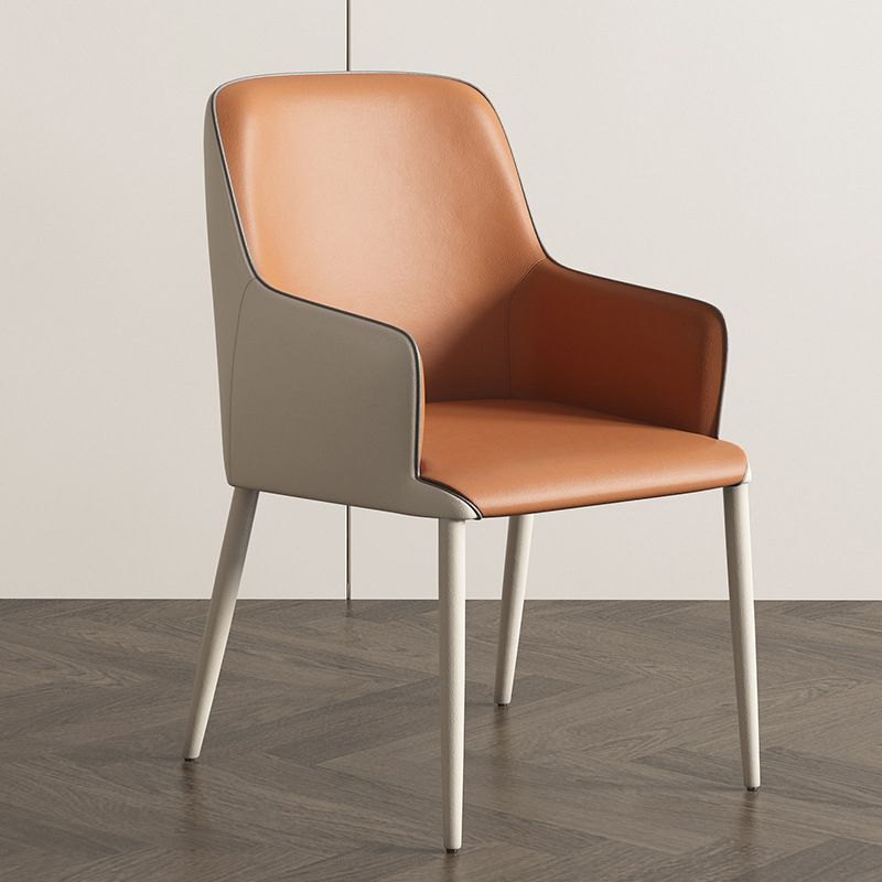 Sillas de comedor de cuero de PU contemporáneos silla de brazo interior con tapizado