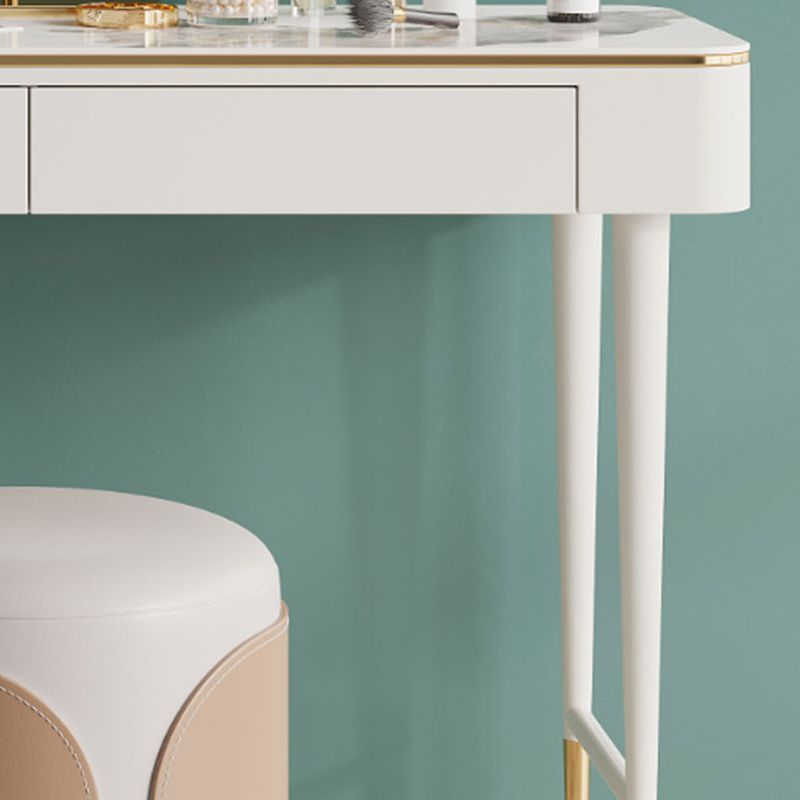 Glam Makeup Vanity Desk Leather Makeup Vanity Set with Slate Top