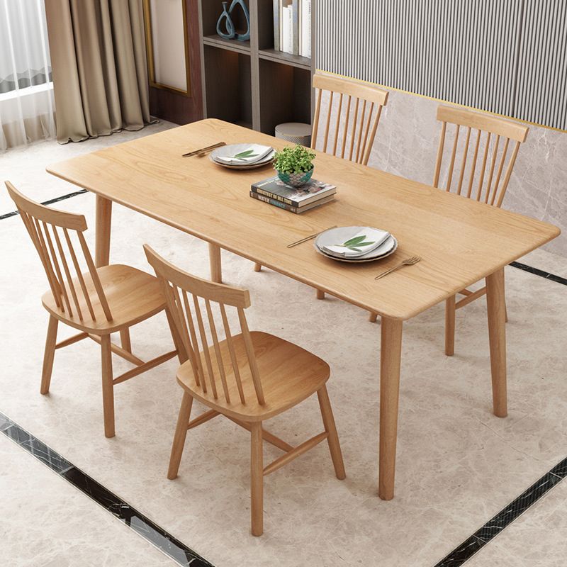 Contemporary 1/2/5/7 Pieces Furniture Rectangle Solid Wood Dining Table Set in Natural Clearhalo 'Dining Room Sets' 'Dining Tables & Seating' 'dining_room_set' 'furn' 'furn_dining_room_set' 'Furniture' 'Kitchen & Dining Furniture' 1200x1200_05ac2547-3a14-479c-ad1b-37e78c0fb7ce
