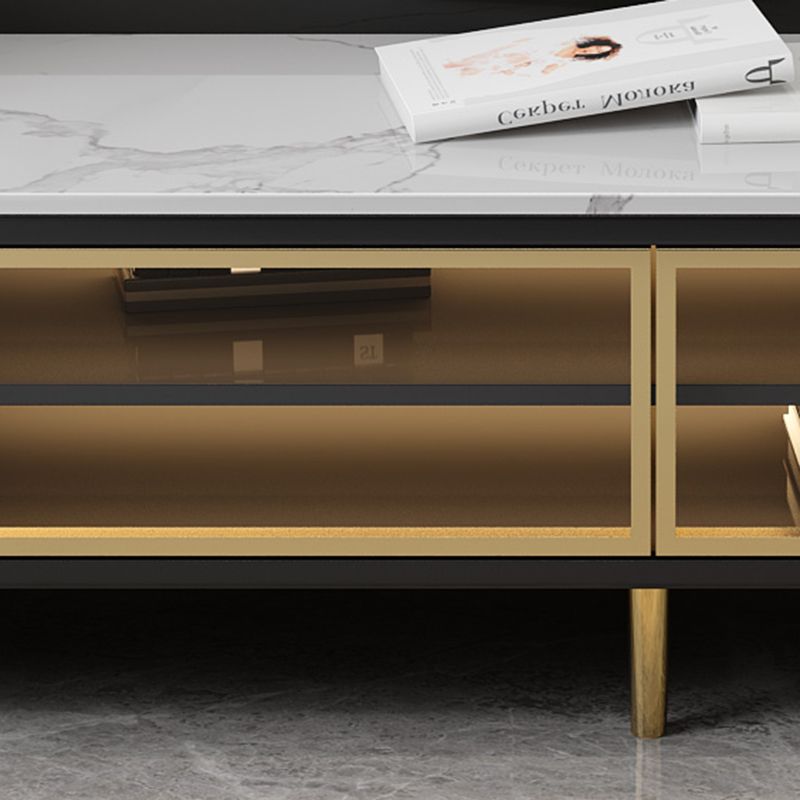 Gabinete de televisión de almacenamiento de TV de piedra estilo glam.