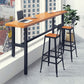 Solid Wood Dining Stools Low Back Bar Stools with Metal Legs