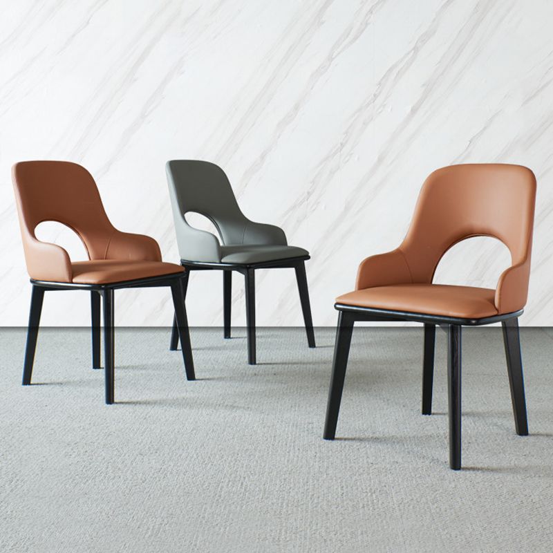 Eigentijdse open achterste eetstoelen armloze zijstoelen met houten benen voor keuken